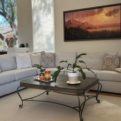 Natural Stone And Iron Coffee Table 