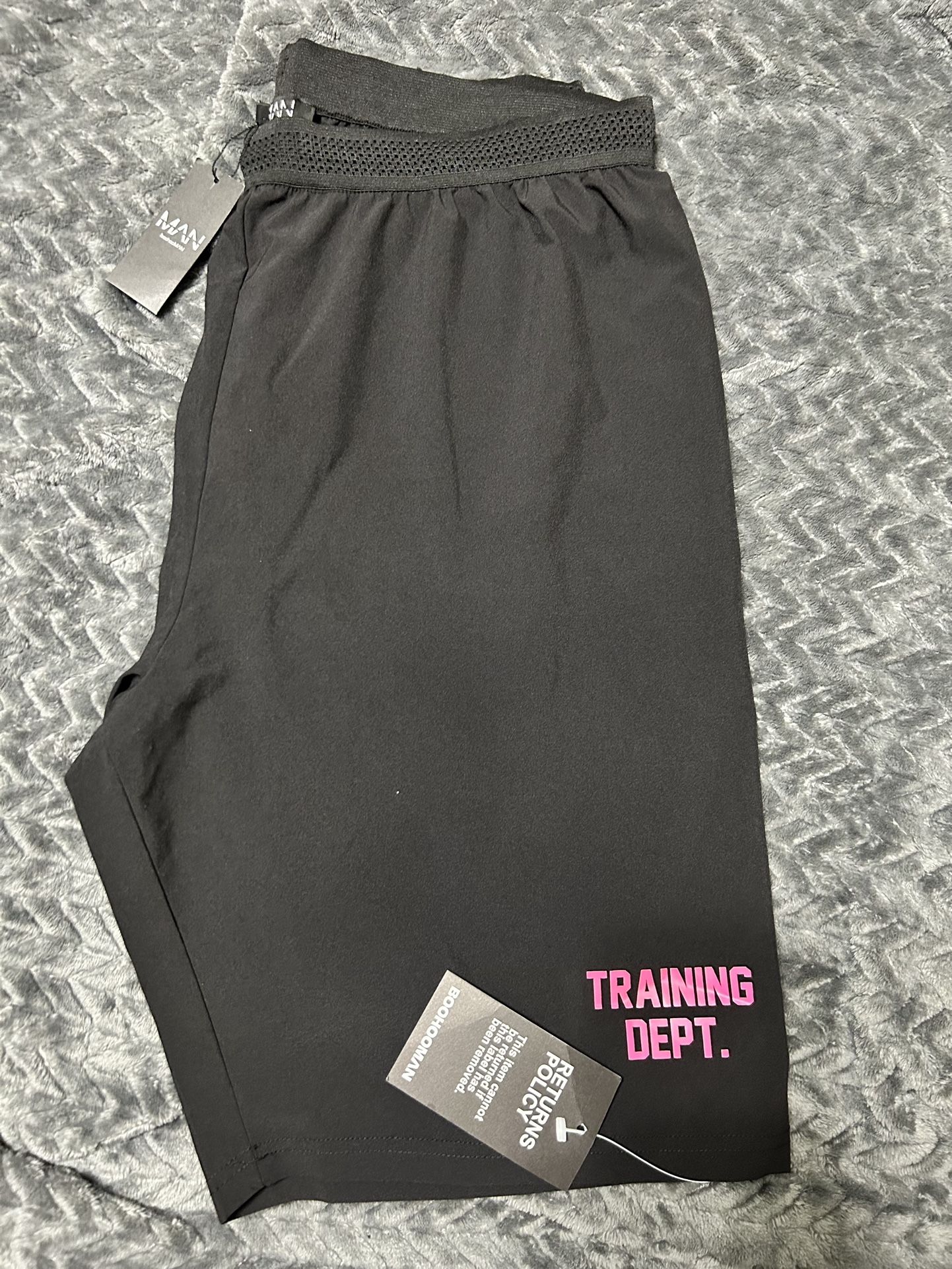 BoohooMAN Active Performance Training Shorts – 5 Inch, Black, Size 2XL 