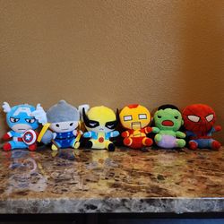 Marvel Combo Bundle Plushies 6" Inch Tall 6 Characters Includes Spider, Iron Man