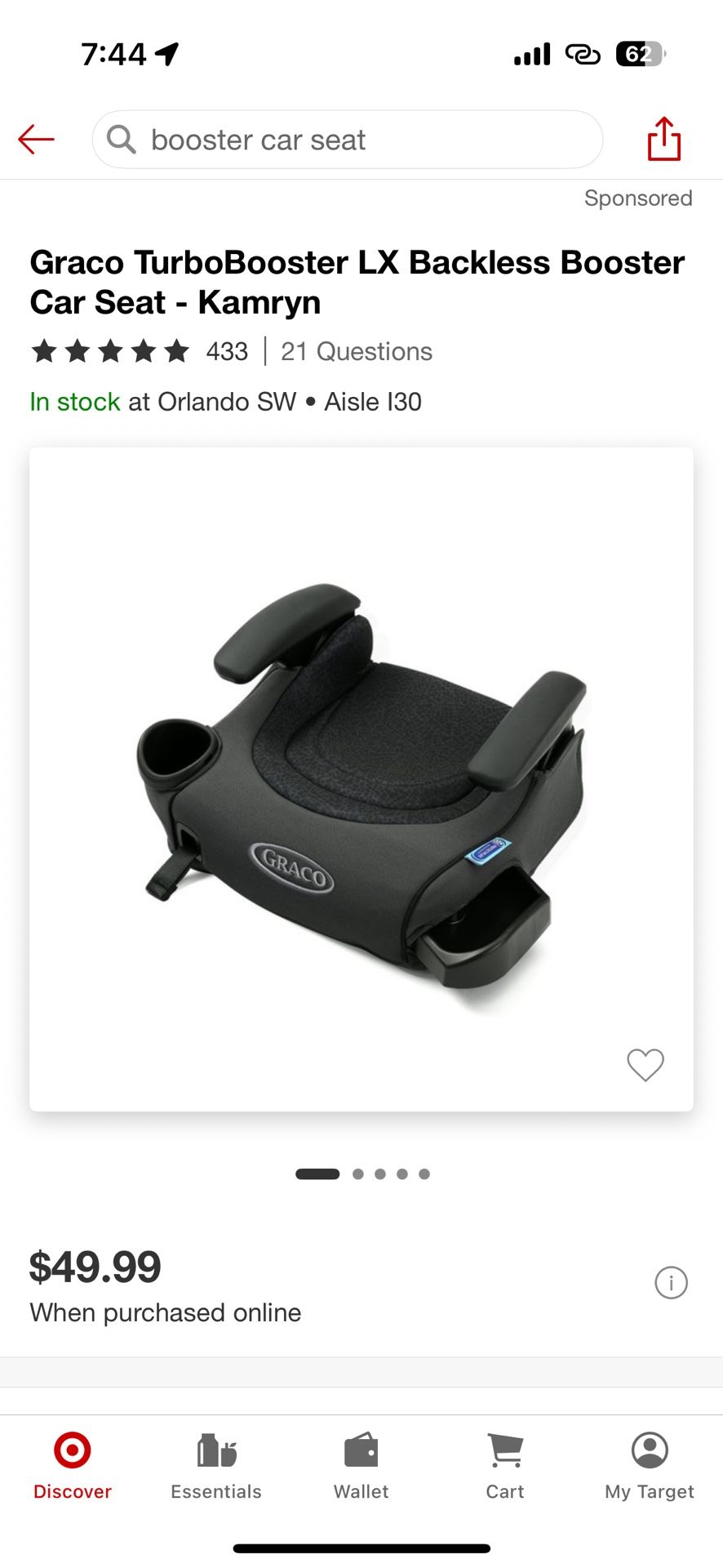 Graco TurboBooster LX Backless Booster Car Seat - Kamryn