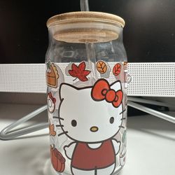 Hello Kitty 16oz Glass Cup