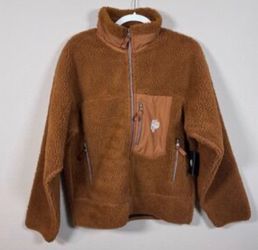 Darc Sport Wolves Line Pine Sherpa Jacket in Tan, size L,