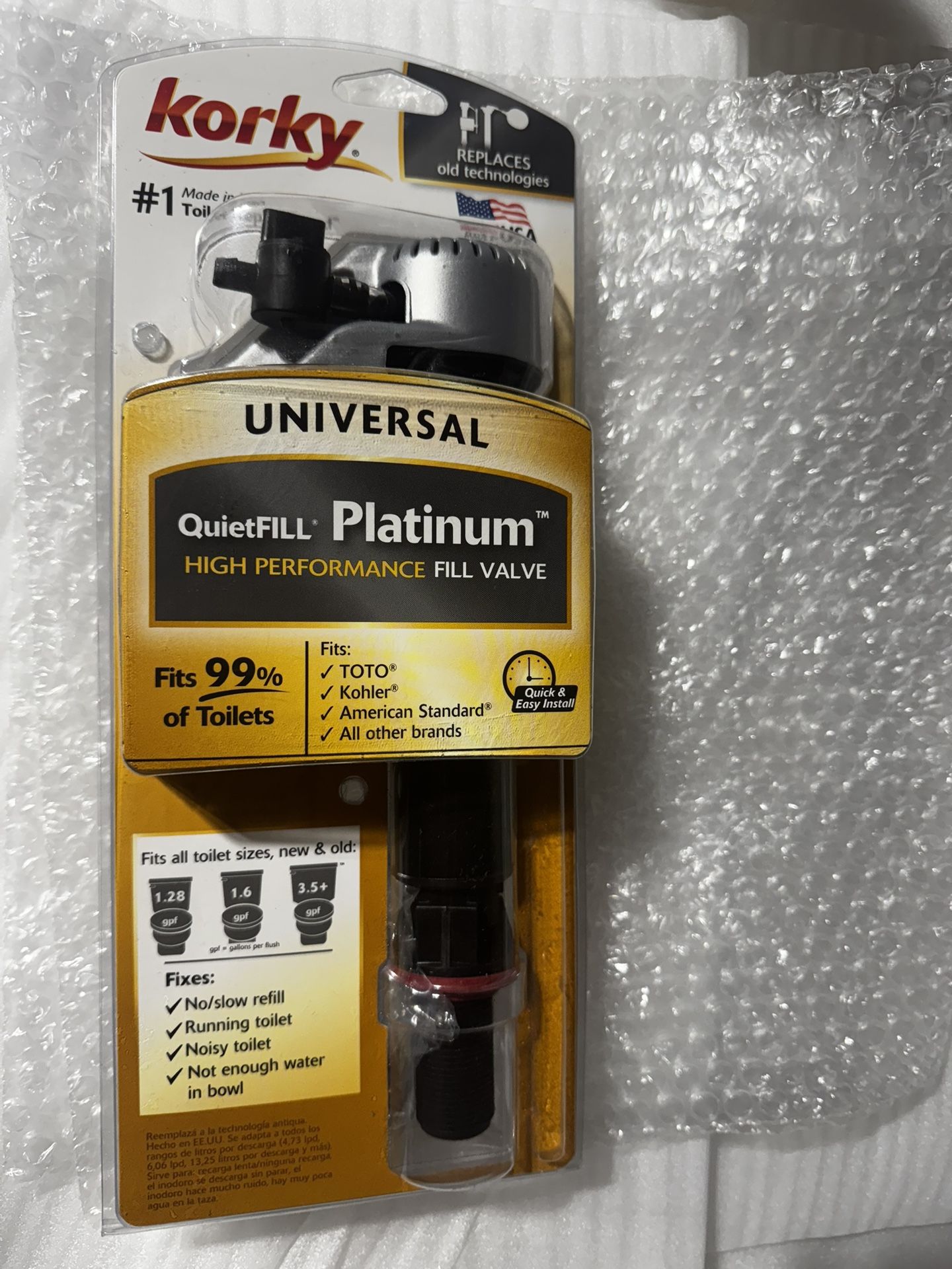 Korky universal toilet valve