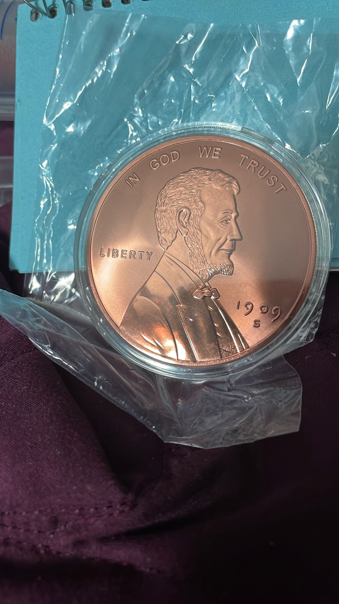 Five(5 )OZ PURE COPPER LINCOLN PENNY