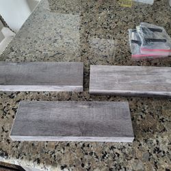 Gray Floating Shelves For Wall - 3 Piece