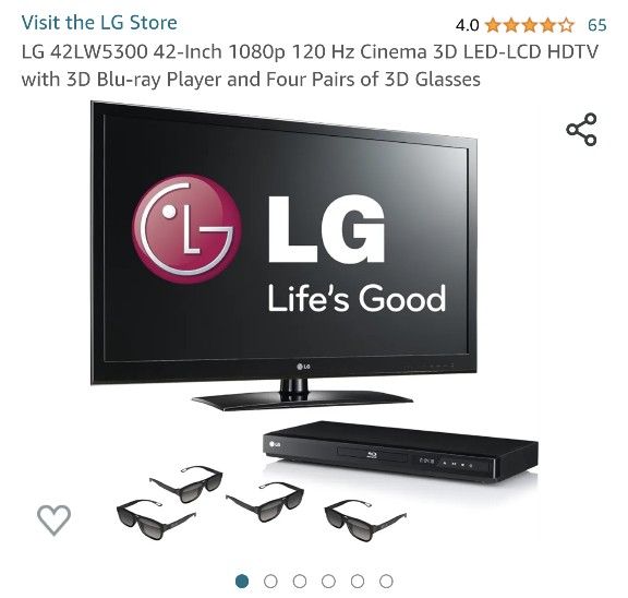 42" LG 1080p 3D TV With 3D Glasses