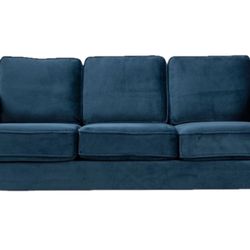 LUXURY 84" Royal Blue Velvet 3-Seater Sofa – Polished Gold Stainless Steel Legs – BRAND NEW 