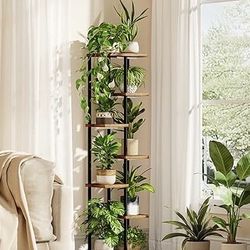 7 Tier Wood Flower Plant Stand Shelves for Indoor Size 54" Tall New Condition 