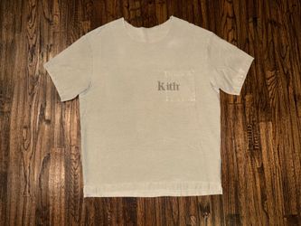 Kith Quinn Pocket T-Shirt Vintage Beige Raw Hem Size Medium