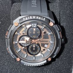 Chronograph Watch Black & Rose Gold - New in Box