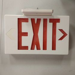 Emergency Exit Sign with battery backup lighted.