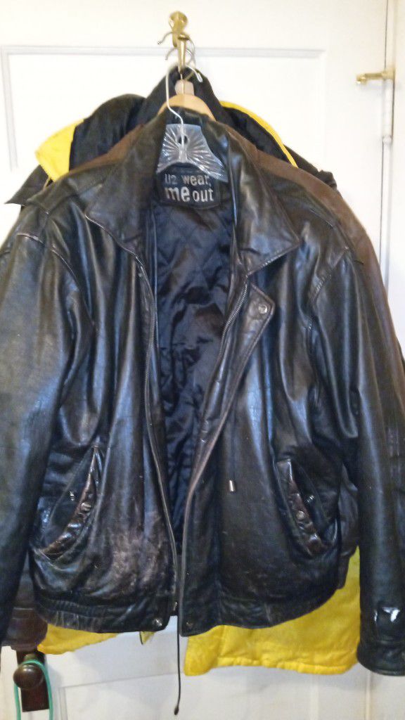 Large Leather Jacket  Black 