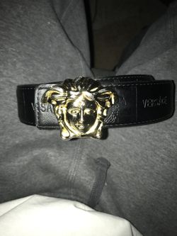 Versace black leather belt