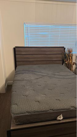 Queen Bed Frame with Headboard and Mattress