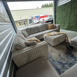 Corduroy Sectional Sofa/ Couch (We Deliver) 
