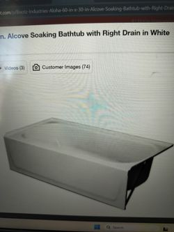 Aloha 60 in. X  30 in Alcove Soaking Bathtub with RH drain. White