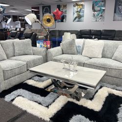 Gray Microfiber Sofa& Loveseat Set ( Furniture Assembly) Soft Cushions! 