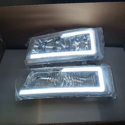 Clear  Led Strip Cateye Silverado Headlights Faros Para silverado 