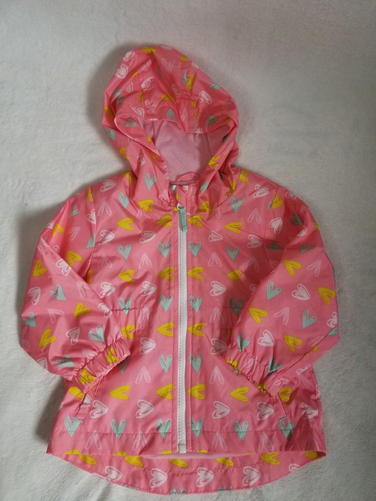 Cat & Jack toddler girl pink heart print raincoat 18 months