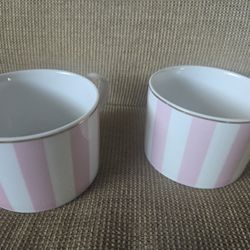 Graces's teaware (2) new pink striped with gold trim both for $12