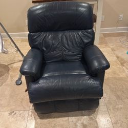 Blue leather Lazy Boy Recliner