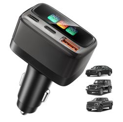 105W USB C Car Charger with Digital Color Display, 3-Port Fast Charging Cigarette Lighter Adapter for iPhone 17/16/15 Pro Max, Samsung S26, Travel Car