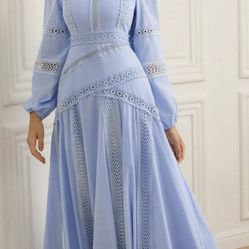 Brand New Linen Baby Blue Dress 