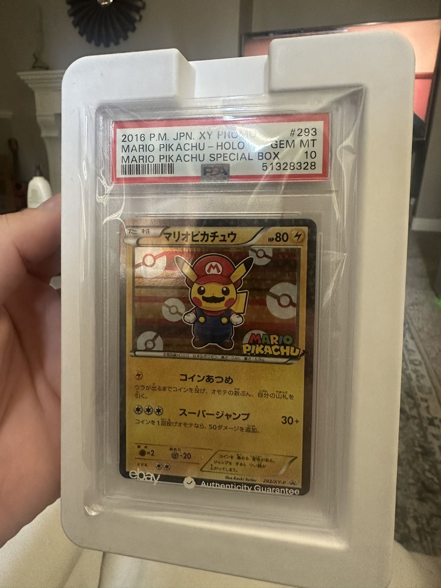 Pokemon Mario Pikachu Special Japanese Holo Promo 293/XY-P PSA 10