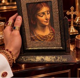 Bernardino Luini HEAD OF VIRGIN Fine Art Print 1900’s Vintage Original London UK Printed England Collectible ITALIAN RENAISSANCE ARTIST PAINTER Hillcr
