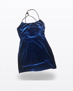 NBD Navy Velvet Lace Up Back Mini Dress M