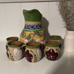Hand Crafted Jar With Mugs