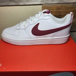 *NEW* NIKE Court Borough Low 2 (GS) White/Dark Beetroot Size 7Y Women's 8.5