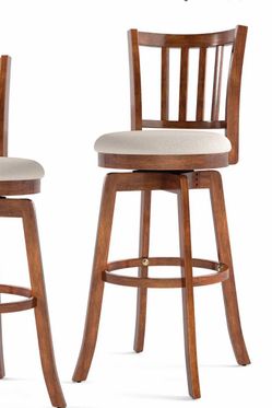 Wooden Swivel Bar Stool with Upholstered Seat