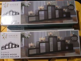 5 piece tiered wood votive holder.  $10 each or 3 for $25