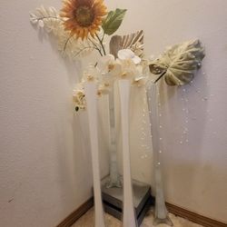 3 White Eiffel Tower Tall Skinny Vases Centerpiece