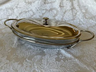Baking Dish With Silver Plated Stand And Cover