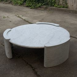 RH Cardin Marble Round Coffee Table Carrara Restoration Hardware