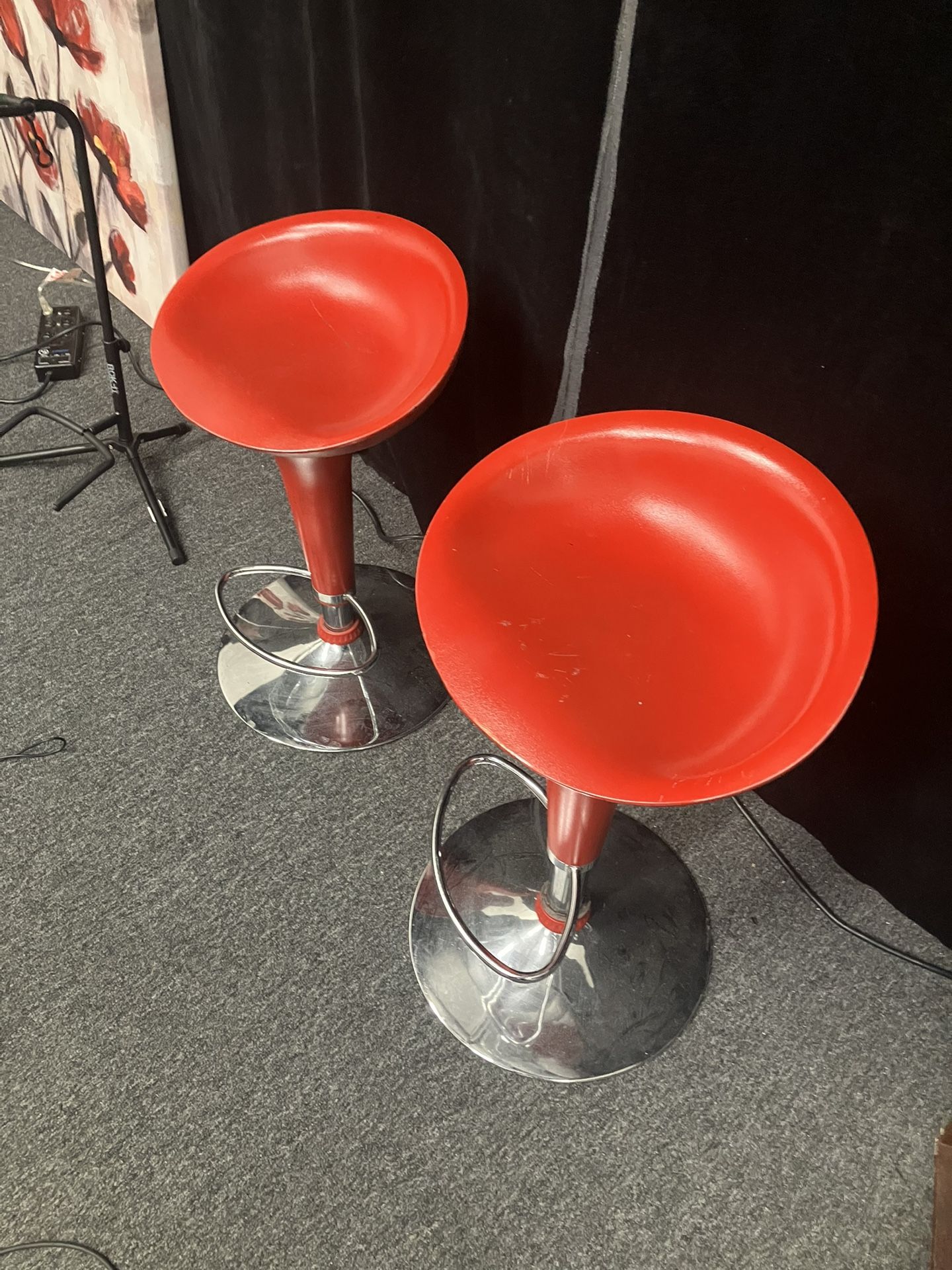 Red Bucket Seat Bar Stool Modern & Adjustable Height Swivel