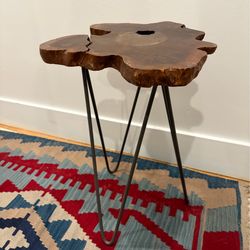 Natural Wood Side Table Hairpin Legs