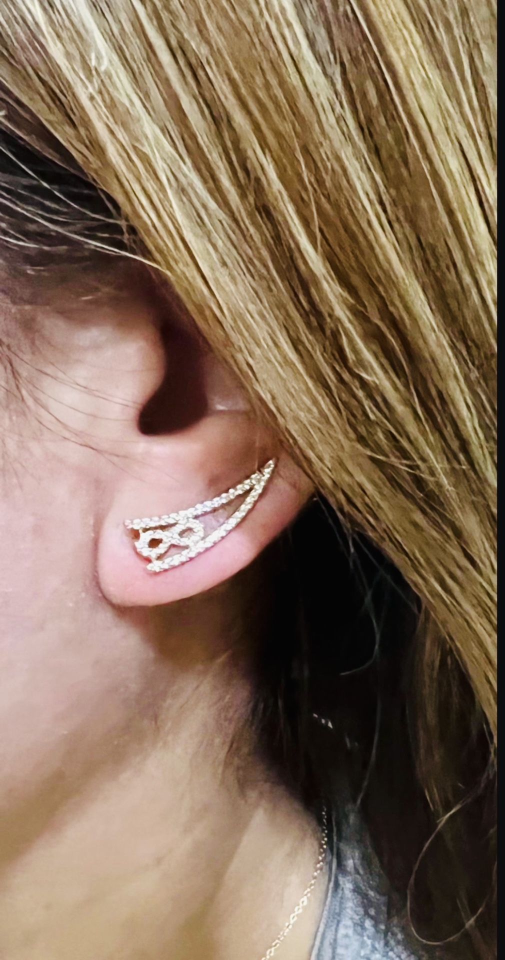 10K Solid Gold Earrings CUBIC ZIRCONIUM STONES FOR WEDDING
