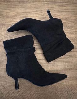 Black Suede Kitten Heel Ankle Boots