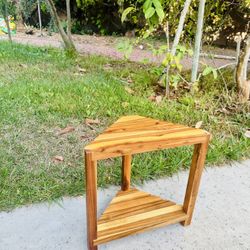 Strong Sturdy Waterproof Solid Wood Corner Shower Stool Flower Plant Stand New Condition Assembled