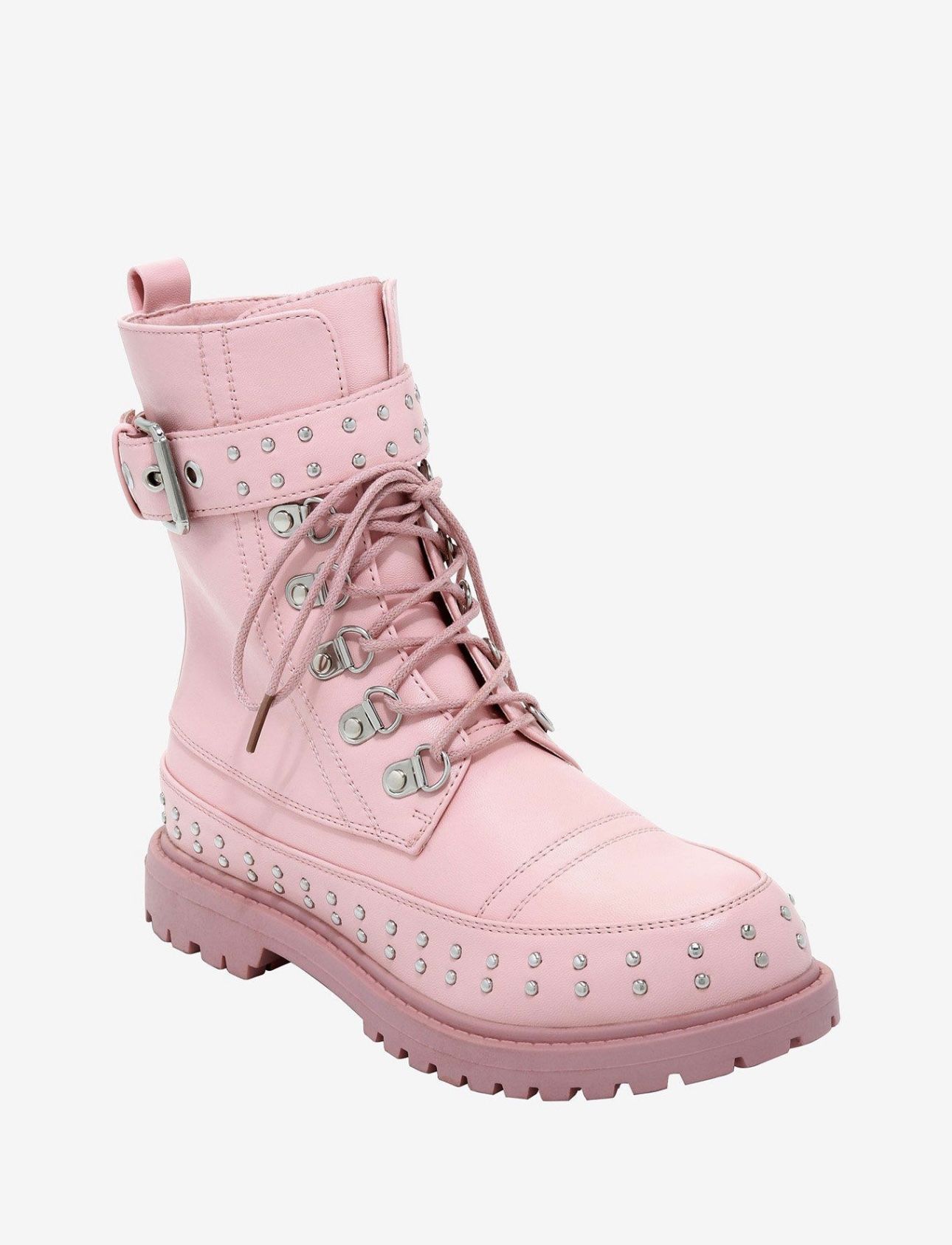 Hot Topic Light Pink Combat Boots with Silver Studs - sold out - rare