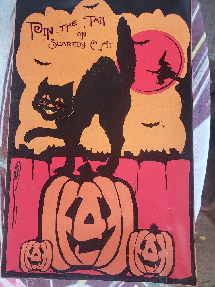 Halloween Game- Pin The Tail On The Scaredy Cat