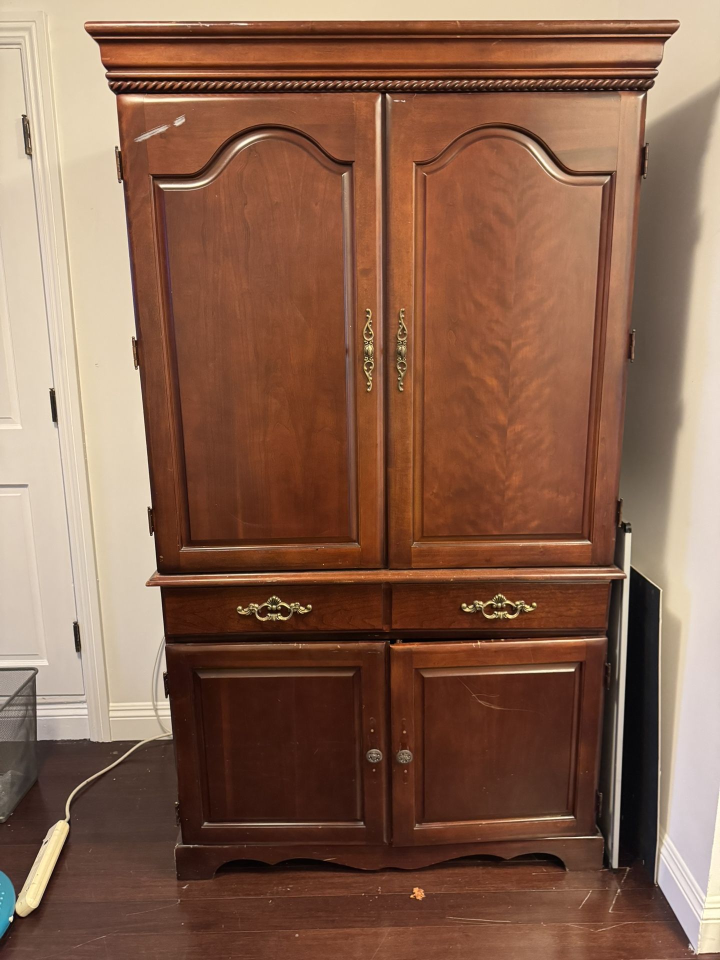 Dark wood office armoire computer desk. Great way to hide the clutter. Easy to pick up in Echo Park. Just reduced for quick sale. Moving