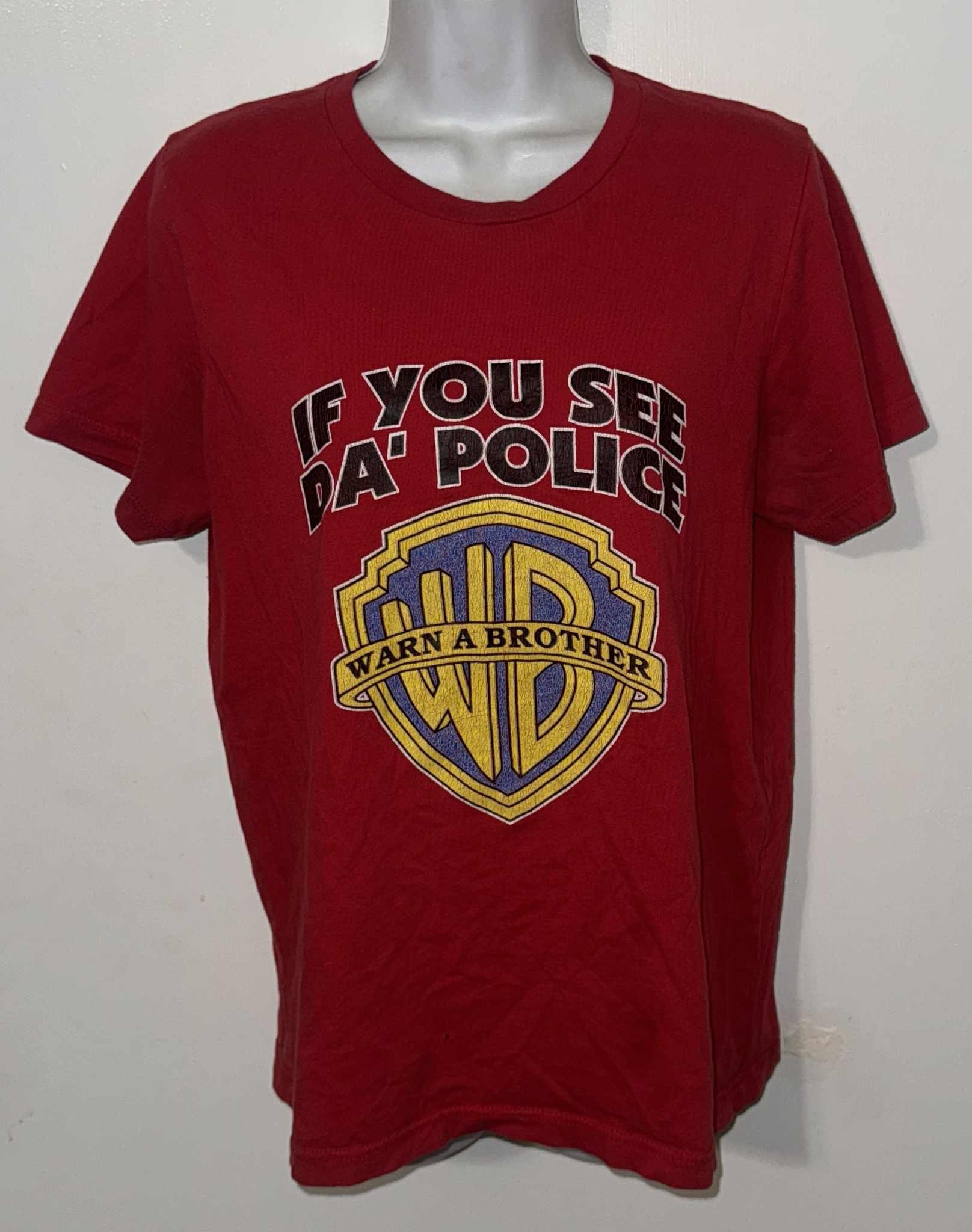 Red Graphic Tee Warn A Brother Design