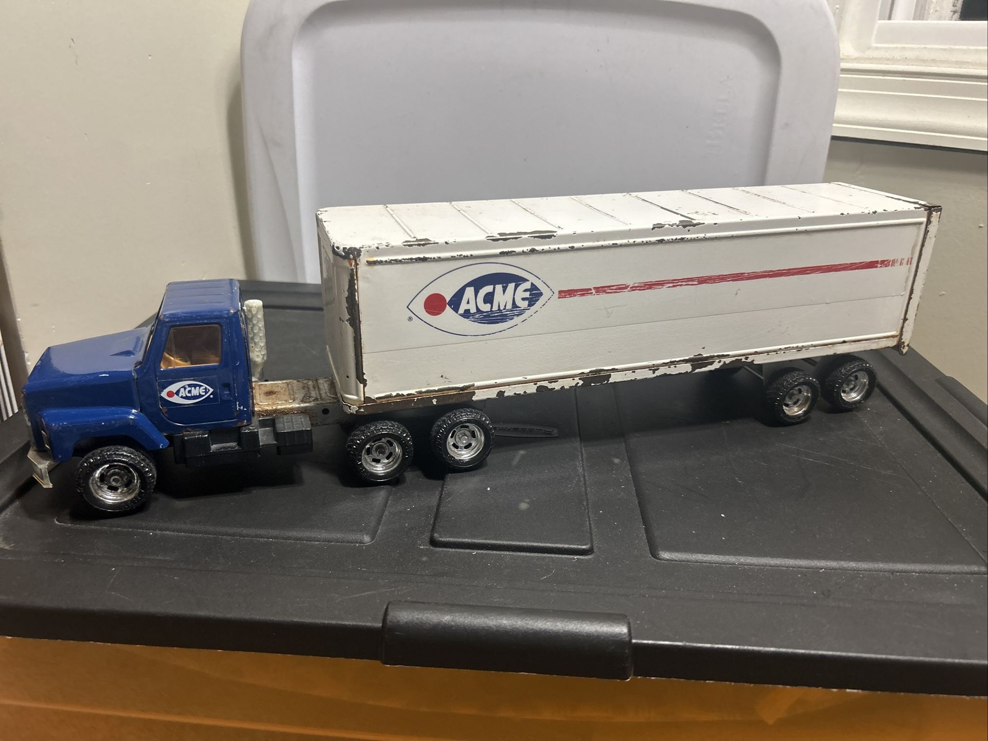 VINTAGE Pressed Steel Acme Semi Truck Toy 