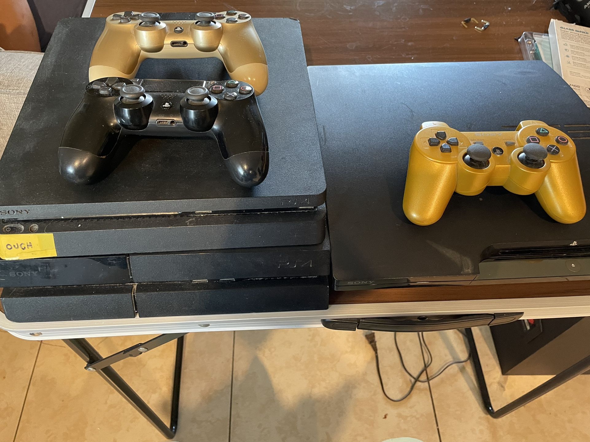 Working PS4, Broken PS4, and Broken PS3 (for parts)