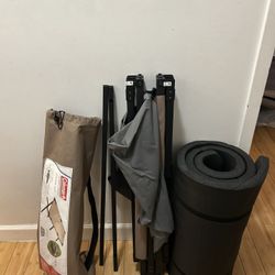 Coleman Trailhead II Large Folding Cot and Wakeman Outdoors Waterproof Sleep Pad