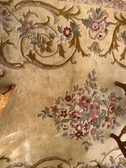 Large Floral Area Rug Cream and Pink